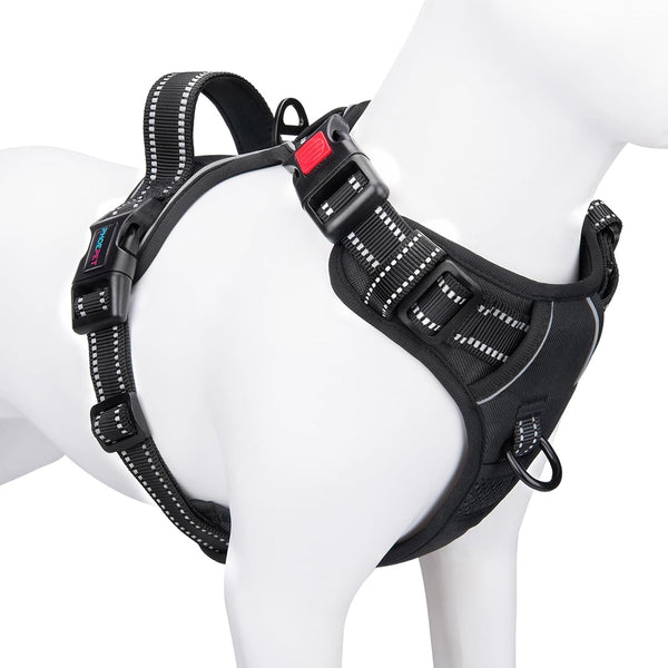 PHOEPET No Pull Dog Harnesses for Small Dogs, Reflective Adjustable Front Clip Vest with Handle, 2 Metal Rings, 3