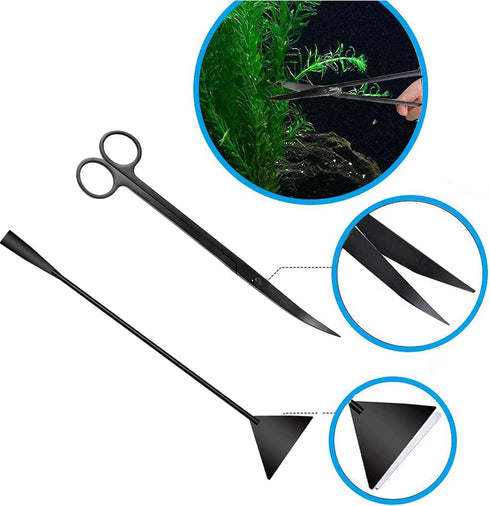 Aquarium Scissor Tweezers Spatula Tool - 4 in 1 Stainless Steel Aquascaping Tools Set for Fish Tanks