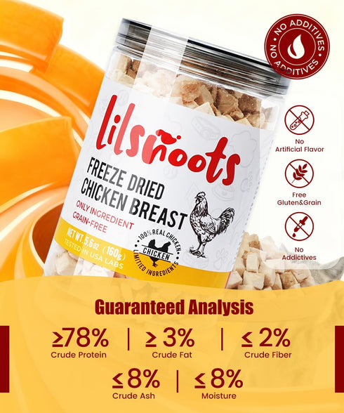 4.6oz Freeze Dried Chicken Dog Treats Cat Treats, Single Ingredient Raw Chicken Pet Treats, Food Topper, Training