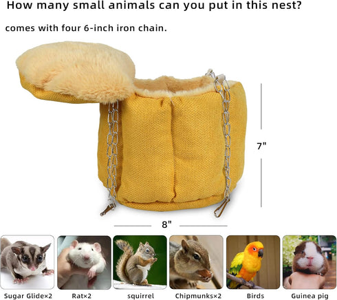 Hammock, Rat Bed, Sugar Glider Rat Bed for Cage, Guinea Pig Hanging Basket Warm Bed, Sugar Glider Pouch Hanging Bed