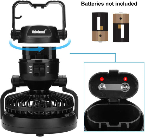 Odoland Portable LED Camping Lantern with Fan - Emergency Light
