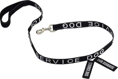 Albcorp Service Dog Leash - Embroidered with Padded Neoprene Handle and Reflective Threads, 4 Feet, Black