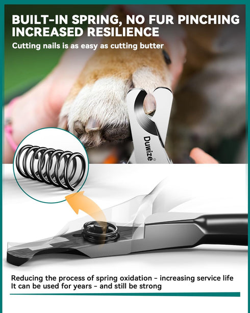 Dog Nail Clippers with Built-in Spring, 1.22-Inch Large Opening, Professional Pet Nail Trimmers for Medium to Large Dogs