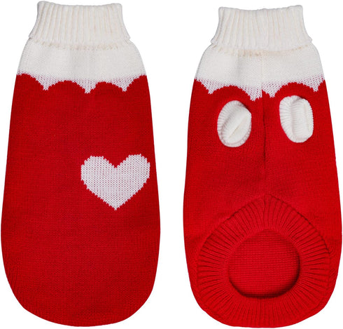 Pet Dog Knitted Sweaters Knitwear Turtleneck Pajamas Soft Winter Warm Puppy Valentine Clothing Christmas Clothes Heart Doggie Apparel for Cats Dogs (M)