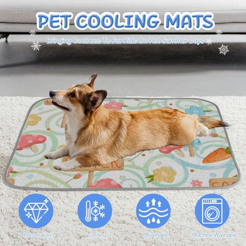 imiBBWQu Summer 27" 22" Cooling Pad Easter Patterns Cooling Mat Washable Pet Stroller Pad Dog Bed Mat Dog Pillow Bed