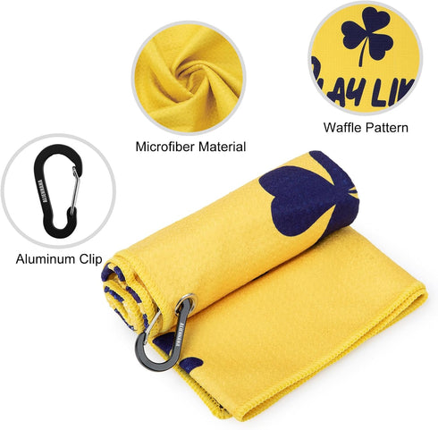 Golf Towel, Microfiber Waffle Design with Clip - Industrial Strength Magnet for Strong Hold to Golf Bags (Play Like A