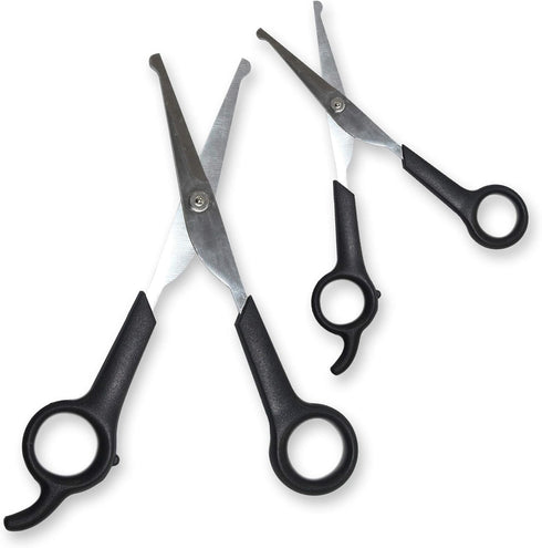 #1 Trimmer Set 2 Pets First Pet Grooming Scissors Body & Facial Durable Stainless Steel Blades. Rounded Tips Shears