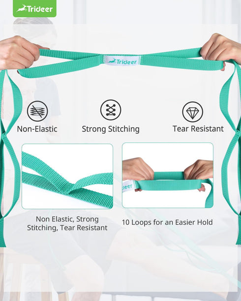 Trideer Yoga Strap - Stretching Strap with 10 Loops for Physical Therapy, Pilates, Exercise & Dancing