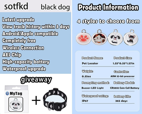 sotfkd Dog Tracker-GPS Dog Collar-GPS Tracker for Dogs-Pet Tracker | Dual-System Tracker | Android and iOS Universal |