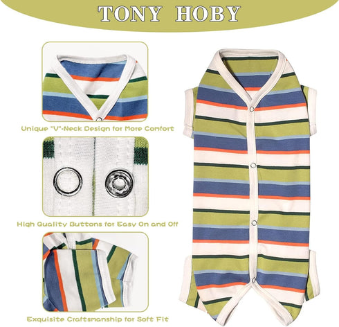 TONY HOBY Dog Pajamas Jumpsuit, Colorful Shirt for Dogs Surgery Recovery Suit for Small Medium Breeds (Blue&White, XL)