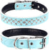 Rhinestones Dog Collar, Adjustable Sparkly Crystal Studded Genuine Leather for Small Medium Breeds, S fit Neck 11-13"