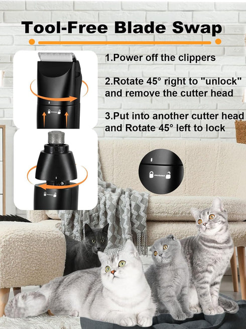 4 1 Kit,2-Speed Trimmer Vitoki Dog Grooming Clippers in Pet Grooming Cordless Dog Clipper with Nail Grinder,USB-C