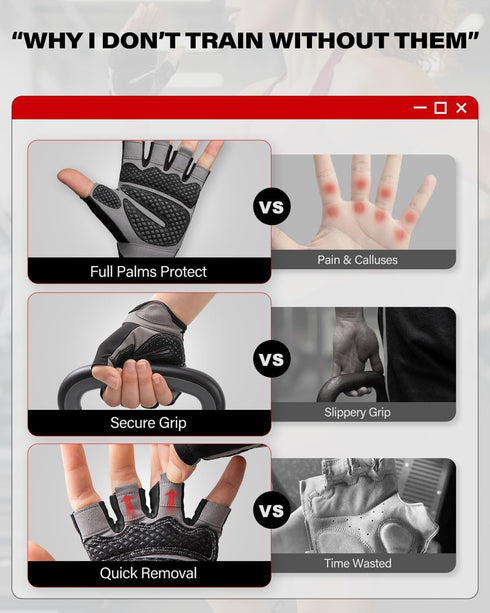 VINSGUIR Workout Gloves for Men and Women, Weight Lifting Gloves with Excellent Grip, Lightweight Gym Gloves