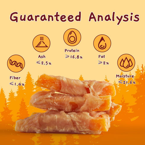 6 oz Jungle Calling Dog Treats, Skinless Chicken Wrapped Sweet Potato, Gluten and Grain Free, Chewy Dog Bites