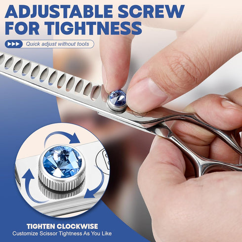 JP-440C Cutting/Trimming Moontay Professional Dog Grooming Straight, Curved, Thinning/Blending/Chunking Scissors Kit