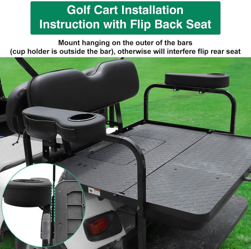No Drilling Golf Cart Armrest with Cup Holder, Phone Bag, Fits 1" Side Square Tube for EZGO Club Car