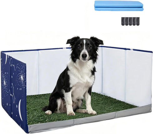 Bencacawinstyle Dog Grass Pad with Tray,Foldable Dog Litter Box with High Walls,Odor Free
