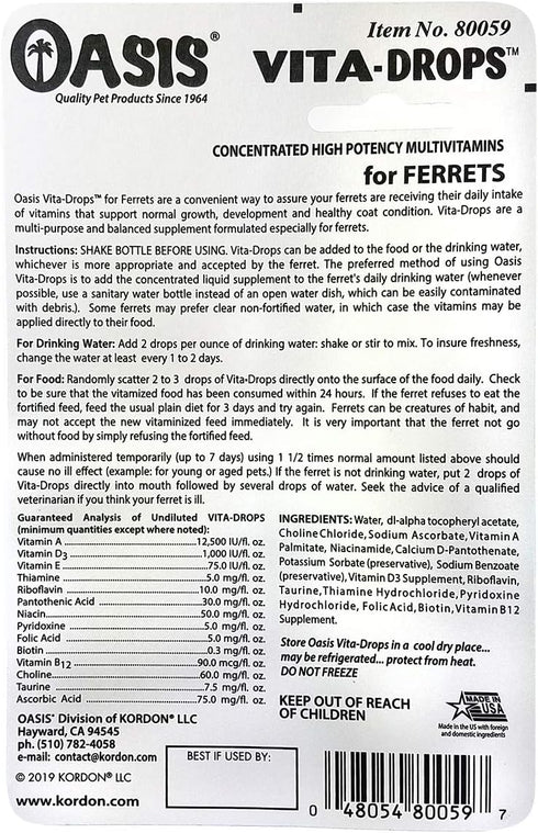 OASIS #80059 Ferret Vita-Drop Vitamins, 2 Ounce
