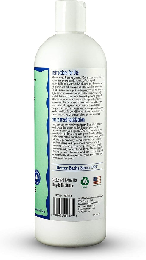 earthbath Hot Spot Relief Pet Shampoo - Tea Tree Oil & Aloe Vera, 16oz for Itching & Skin Conditions