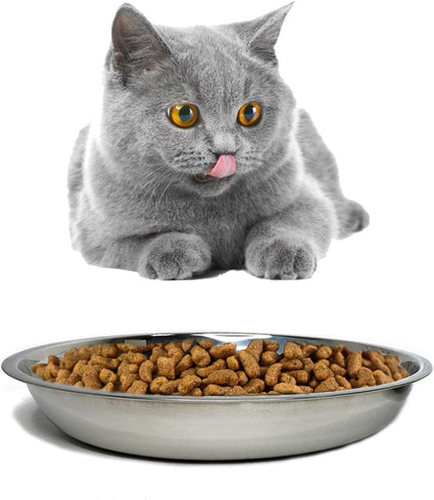 kathson Stainless Steel Whisker Relief Cat Bowl, 4 pcs Shallow Wide Bowls for Pet Cat & Dog Feeding
