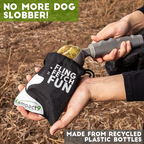 Kompact9 Retractable Pocket Sized Dog Ball Thrower - Made from Recycled Plastic, Fits Standard Tennis Ball