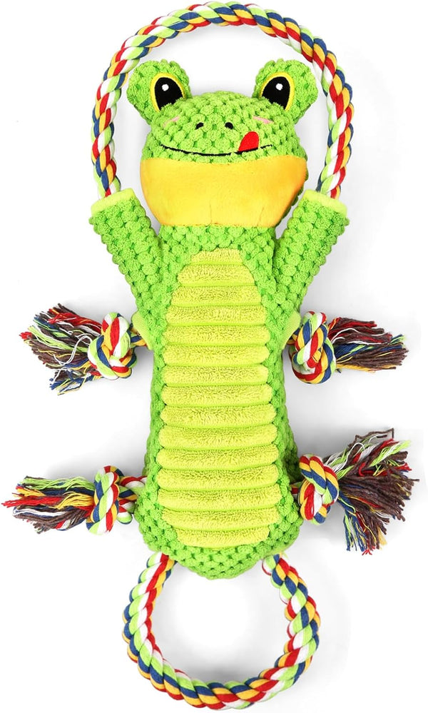 Dog Plush Squeak Toys with Crinkle Paper and Ropes, Interactive Toys for Small, Medium, Large Dogs