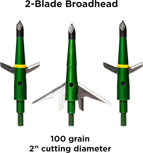 Swhacker SWH00207 #207 Broadheads, 2 Inch Cut, Set of 3-100 Grain, Green
