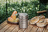iBasingo 2 Piece-Set Titanium Bowl Pot Set with Folding Handle for Outdoor Cooking