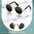 Xuniea 2 Pieces Cat Dog Chain Collar and Sunglasses Set, Rhinestone Collar with Secure Buckle and Round Glasses (Gold,