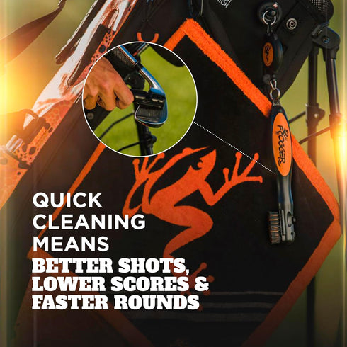 Frogger BrushPro Golf Club Cleaner with Ergonomic Grip, 2.5 ft. Retractable Cord, Sturdy Brush for Golfers