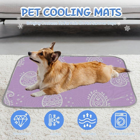 imiBBWQu Summer 27" 22" Cooling Dog Bed Easter Eggs Purple Dog Cooling Mats Washable Beach Pad Pet Bed Outdoor Non-Slip