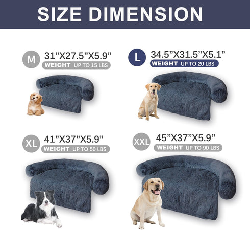 Tinaco Luxurious Calming Dog/Cat Bed Mats, Washable Removable Couch Cover, Plush Long Fur Mat for Pets (Dark Gray, L)