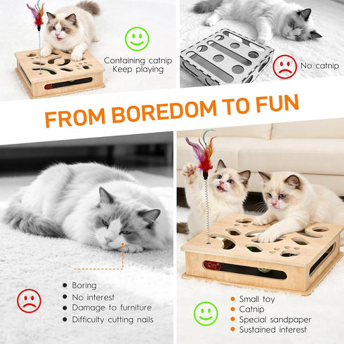 PHOEXXIX Cat Nail File Enrichment Box, cat Toys for Indoor Cats, Contains Sandpaper Inside,cat Toys for Bored Indoor