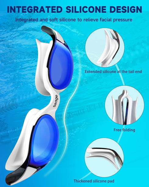 Swimming Seago Racing Swim Goggles for Adult Men and Women, Goggles with Silicone Material Clear Vision No Leak Anti