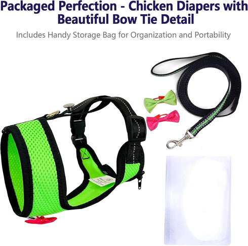 Chicken Harness Hen Size with 6-foot Matching Belt - Adjustable, Comfortable, Breathable, Small Size for Chicken, Duck