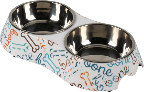 M&BGWPP Melamine Plastic Dog Food Bowl, Non Skid Base, 2-in-1 Removable Stainless Steel Pet Feeder Bowls for Dogs
