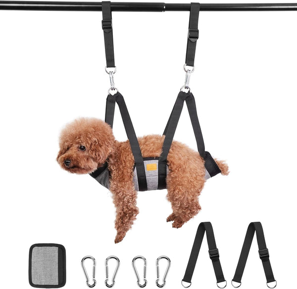 Ownpets Pet Grooming Hammock with Carabiners, Breathable Pet Grooming Harness Sling for Grooming & Nail Trimming