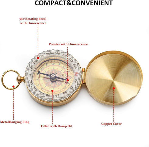 JSD Camping Survival Compass Metal Compass Kids Compass for Hiking Camping Hunting Outdoor Military Navigation Tool