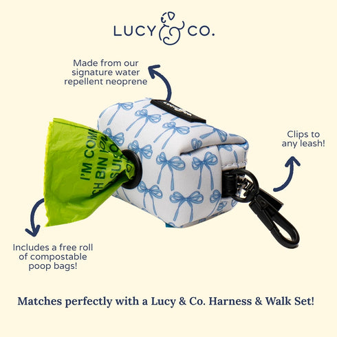 Lucy & Co. Dog Poop Bag Holder - Leak Proof Dispenser with Leash Attachment - Easy Refills - Hygienic Pet Poop Pickup