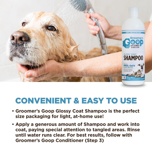 Groomer's Goop Glossy Coat Pet Shampoo - 16 oz Flip-Top Bottle for Shiny Fur