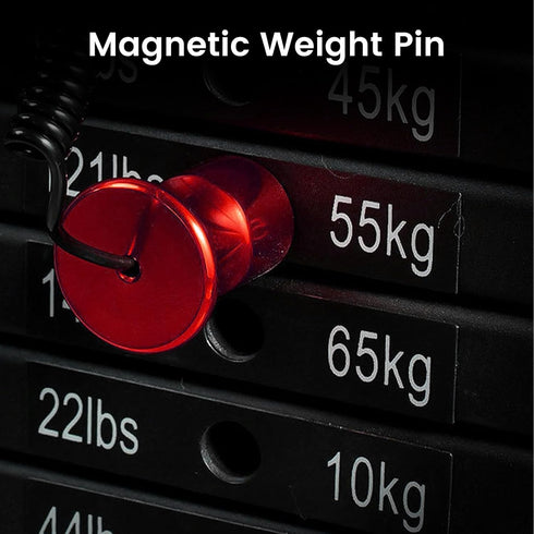 Universal Magnetic Weight Stack Pin with Pull Rope, Heavy Duty Pin Insert for Home or Commercial Gym Accessories (Red)