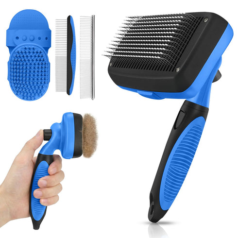 AUSRKI Self Cleaning Shedding Brush - 5-in-1 Professional Pet Grooming Kit Skin Friendly