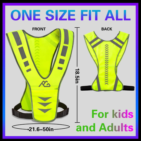 Reflective Running Vest Gear, Safety Reflective Vest for Women and Men, Walking, Running, Cycling at Night