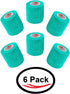 2 Inch Vet Wrap Tape Bulk (Teal) (Pack of 6) Self-Adhesive Flex Bandage Grip Roll for Pets