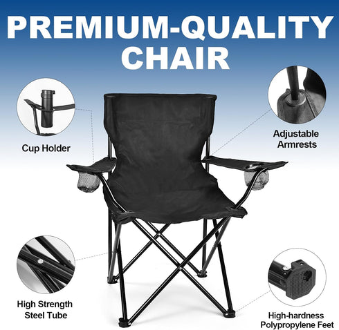 WEIDIORME 2 Pack 300LBS Lightweight Camping Chairs, Heavy-Duty Portable Folding Chairs with Carry Bag, Compact Design