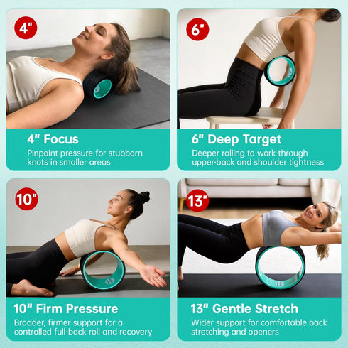 500lbs Back Wheel Foam Roller Targeted Back & Neck Relief, Lumbar Spine Stretcher, Spinal Decompression Stretcher