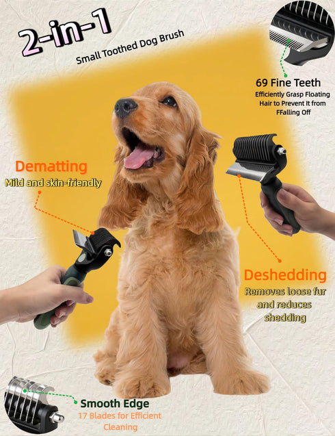 ZHUOYUE ZX 3-in-1 3PCS, Deshedding Dog Brush, Deshedding Dog Grooming Brush & Undercoat Rake with Dematting Comb