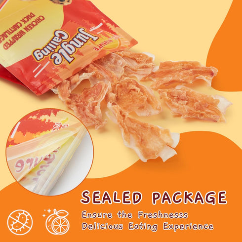 21 Count Jungle Calling Dog Treats, Chicken Wrapped Bones, Rawhide Free Chews Made with Real Meat and Duck Cartilage