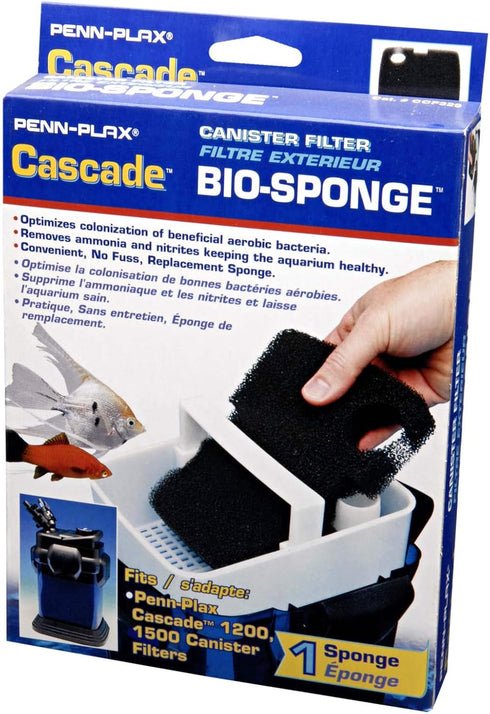 Penn-Plax Cascade 1200/1500 GPH Canister Filter, Aquarium Bio Sponge Replacement, 1 Pack