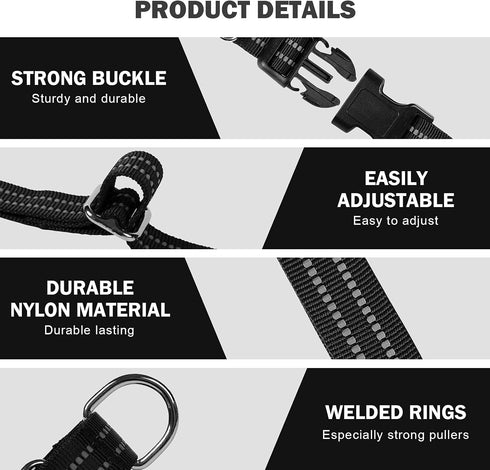 Martingale Dog Collar, Adjustable Reflective Nylon Collar with Quick Release Buckle for Training (X-Large, Black)
